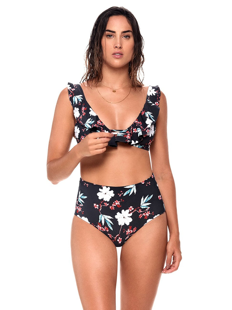 BLACK BLOSSOM BALEARIC TOP & BLACK BLOSSOM MAKALU BOTTOM BIKINI SET