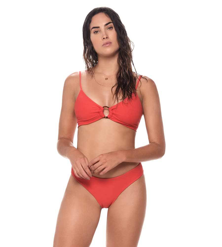 TEXTURED MOROCCO RED MAZU TOP & PARAMOUNT BOTTOM BIKINI SET